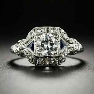 3 Ct Round Cut Moissanite Art Deco Vintage Style Engagement 925 Sterling Silver