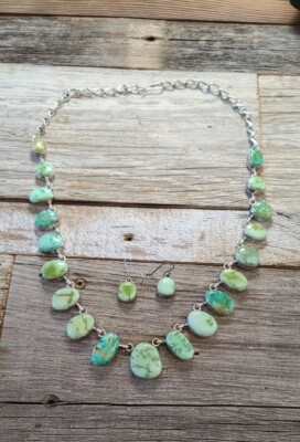 Paul Livingston Emerald Valley Turquoise & Sterling Silver Necklace Set Signed