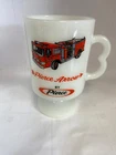 Vintage Pedestal Milk Glass Mug Pierce Arrow by Pierce Firetruck Company USA
