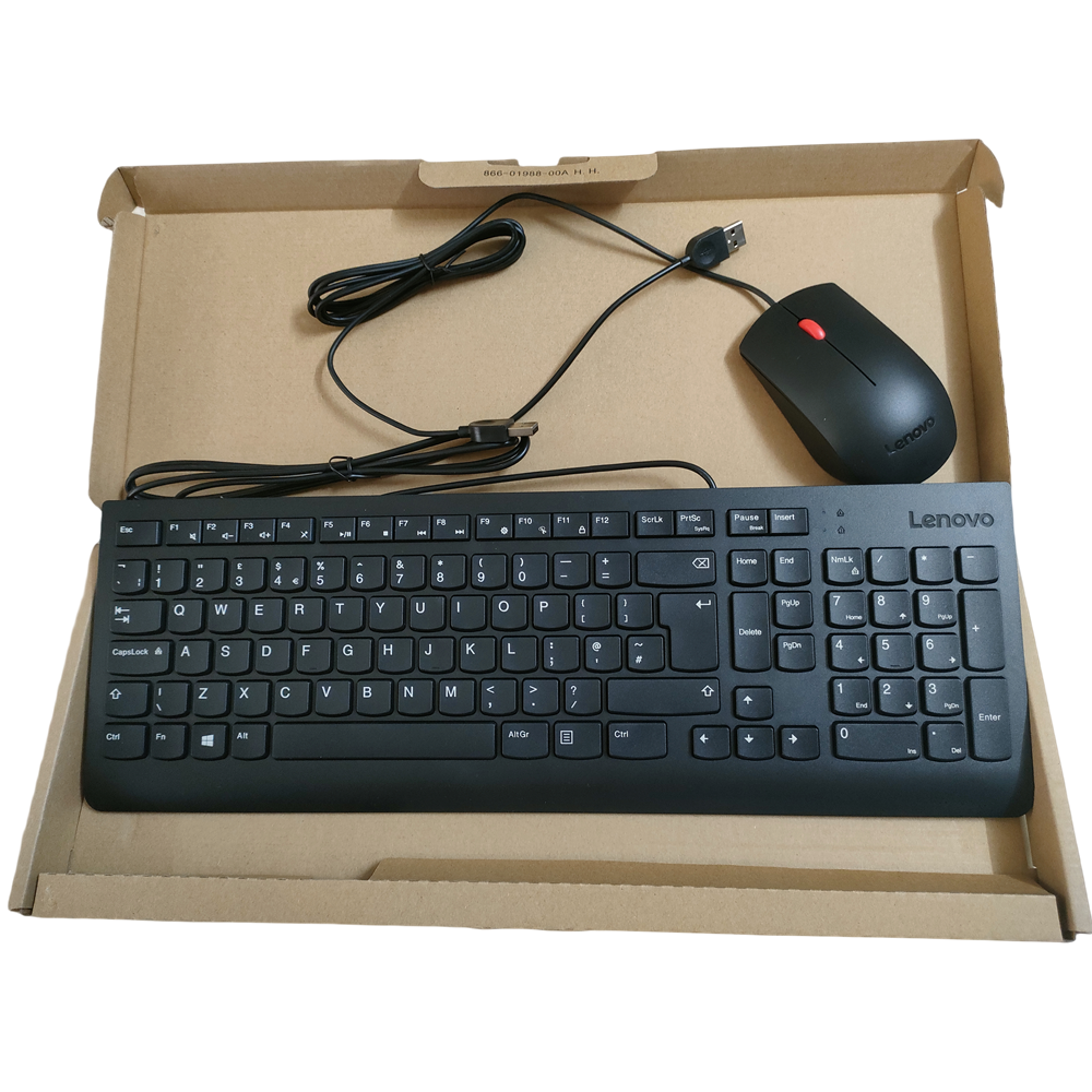 UK layout Black Slim USB-Wired keyboard and mouse kit for Lenovo