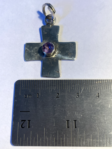 Amethyst Cross Sterling Silver Pendant - Picture 3 of 3