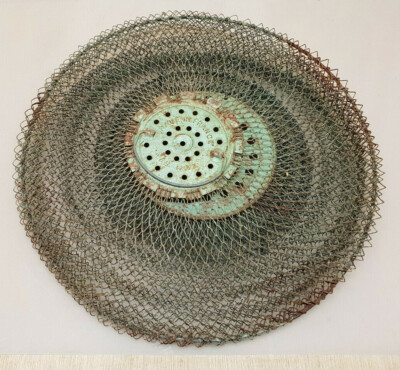 Ancien bourriche Maillinox Dia 31 cm peche filoche Nasse en métal peche gardon