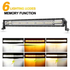AUXBEAM 32"inch Strobe Flash LED Light Bar Combo Offroad Driving Fog Lamp SUV