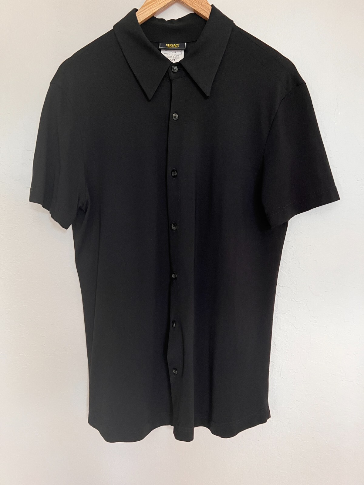 Versace Jeans Couture Mens Black Short Sleeve Button Up Shirt L