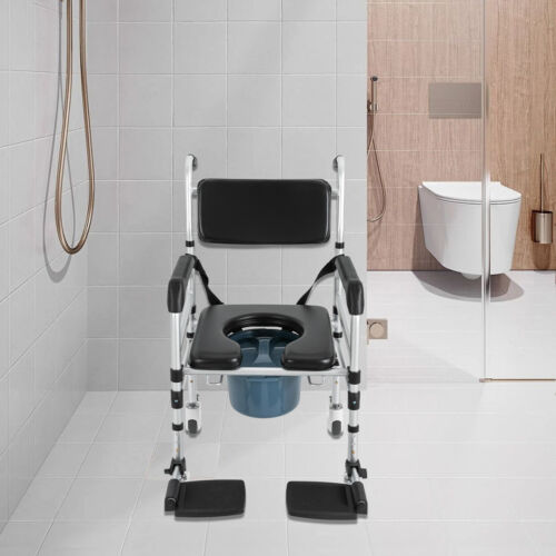 Duschstuhl mit Rollen Toilettenstuhl Faltbar Rollstuhl Duschsitz Wasserdichtes - Bild 22 von 24