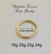 16 18 20 Ga 18k Gold Nose Ring Conch Ring Septum Ring Daith Cartilage Piercing