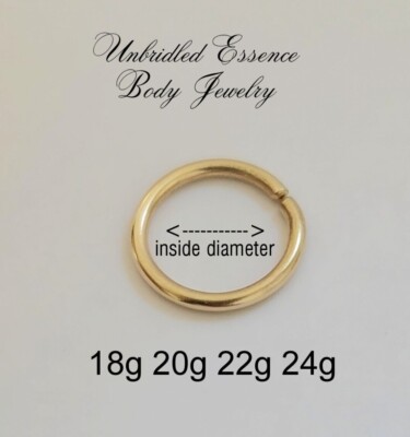 16 18 20 Ga 18k Gold Nose Ring Conch Ring Septum Ring Daith Cartilage Piercing