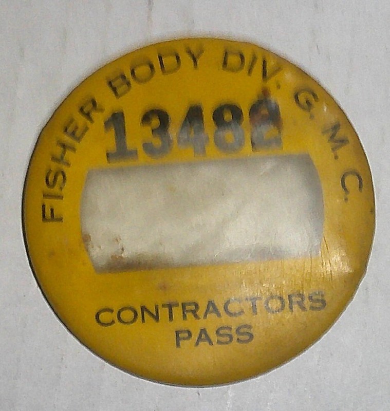 Fisher Body Division G.M.C. Contractors Pass Badge