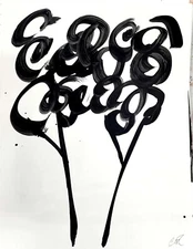 CORBELLIC MONOCHROMATIC 12X12 DARK BIRDS GALLERY INK PAINTING SIGNED ORIGINAL