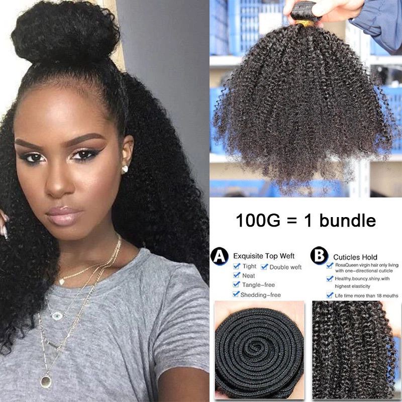 12 Mongolian Afro Kinky Curly Hair Weave 100% Virgin Human Hair Extensions  100g