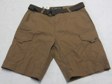 Plugg Co. Men's Heavy Vintage Wash Relaxed Fit Brown Cargo Shorts W Belt Size 32