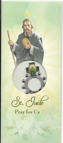 ST. JUDE "Pray for us" Silver Tone Finger Rosary and Prayers