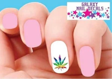 Waterslide Nail Decals - Set of 20 Colorful Cannabis Pot Marijuana Leaf 