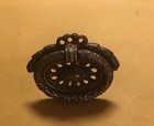 Antique Victorian Ornate Solid cast Brass single Drop Ring Drawer Pull Hardware — photo 3