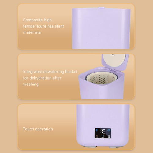 Fully Automatic Small Washing Machine 7L 100-240V Purple AU Plug - Picture 21 of 24