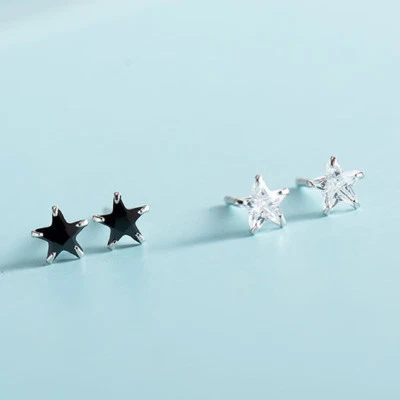 Mini Ohrstecker Stern Sterling Silber 925 Zirkonia Damen Ohrringe Klein - Bild 1 von 4