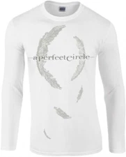 A Perfect Circle White Feathers Ex Tour Graphic White Long Sleeve T-Shirt