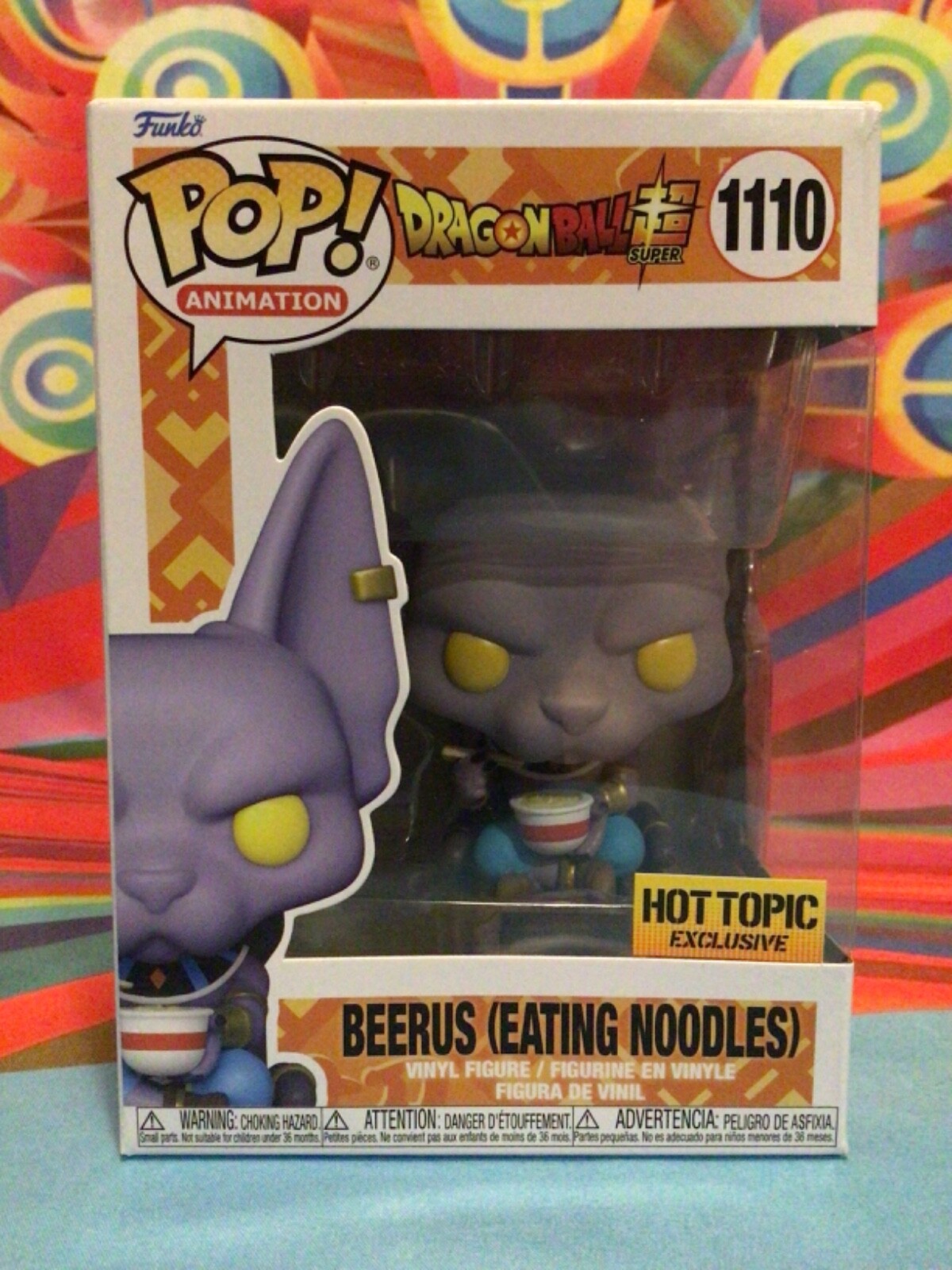 Funko Pop! Beerus Eating Noodles #1110 Hot Topic Exclusivo *Nuevo En Caja, Una Pequeña Lágrima