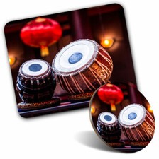 Mouse Mat & Coaster Set - Tabla Drum Music India Folk  #2645
