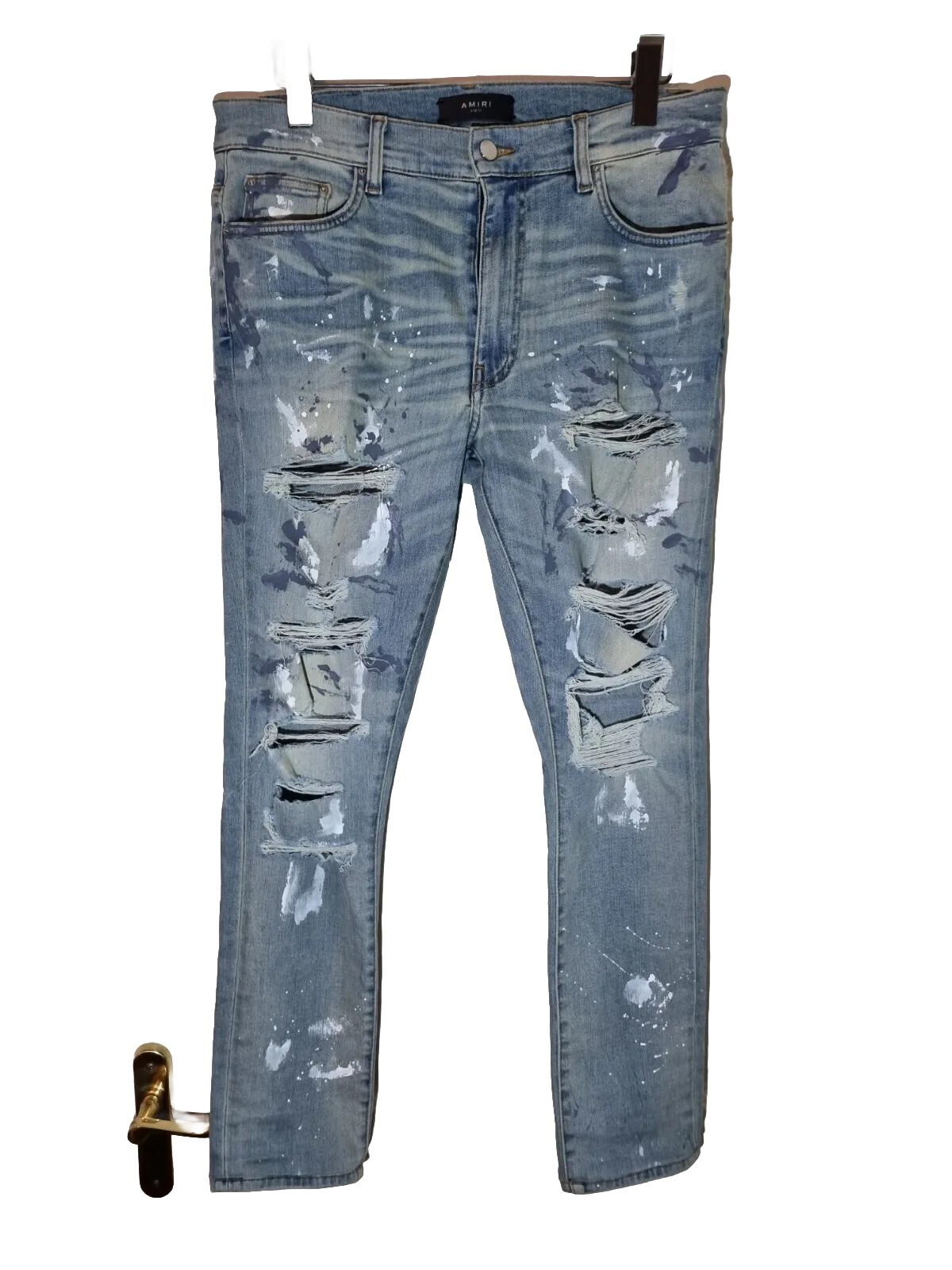 Amiri Paint Splattered Ripped Jeans Mens UK Size W34 … Gem