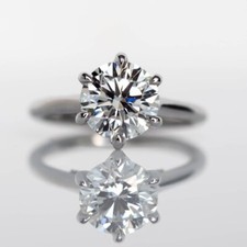 3.20 Ct Round Cut Lab Created Diamond Engagement Ring 14K White Gold Size 6