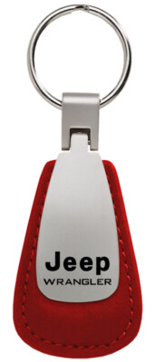 Jeep Wrangler Leather Tear Drop Key Ring (Red)