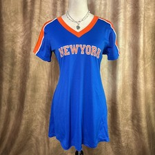 Vintage New York Jersey Dress 90s Mini Short Sleeve Sporty Streetwear Retro Y2K