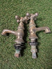 Pair Of Use Vintage Brass Bath Taps