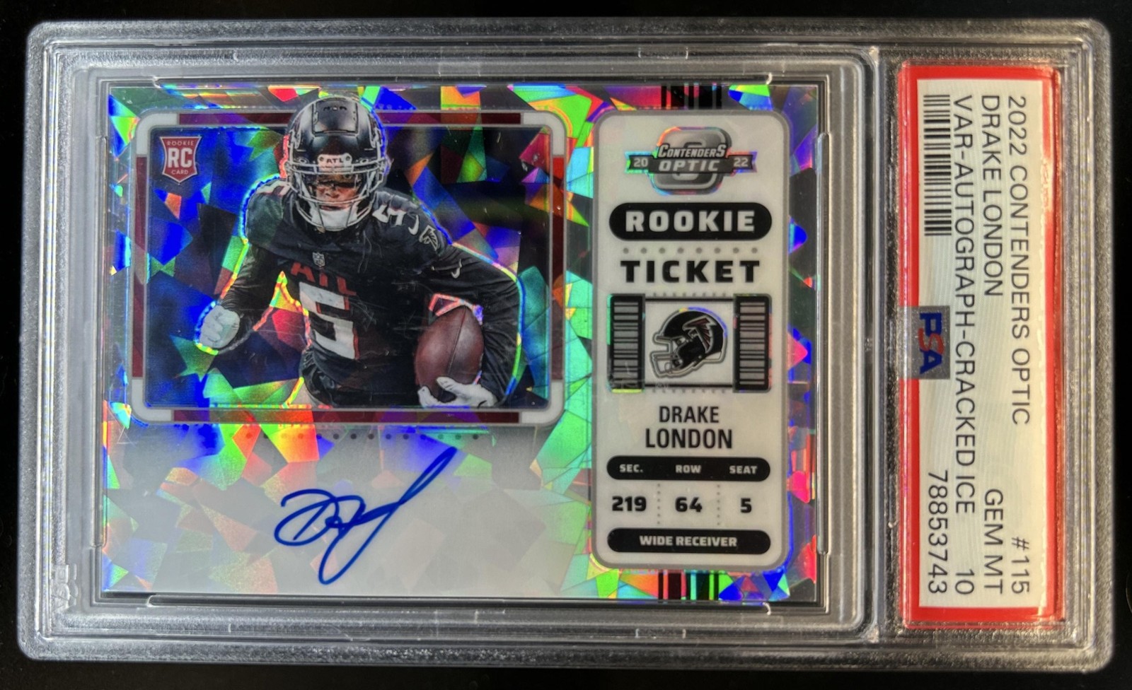 Drake London Panini Contenders Optic #115 Variation Autograph Cracked Ice