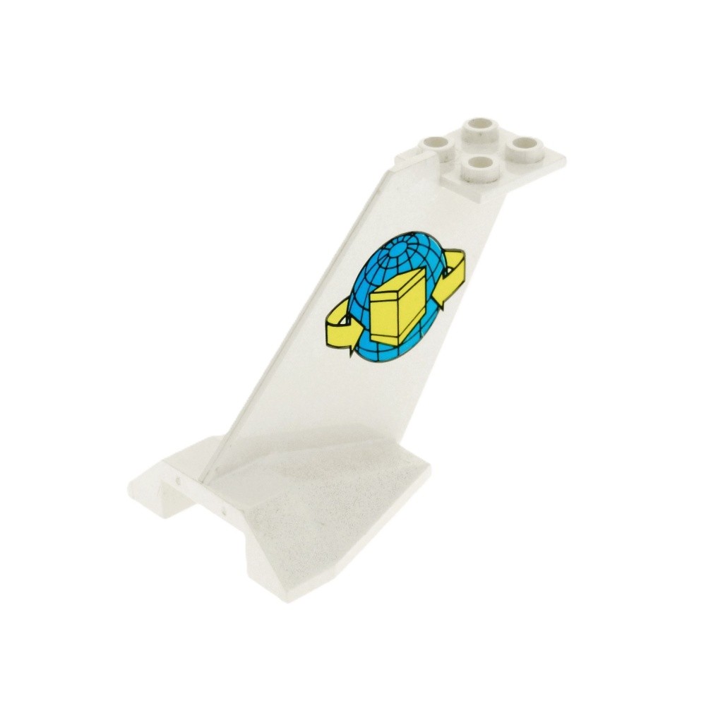1X Lego Tail Fin Wing White Printed Package Globe 6375 4867PB04