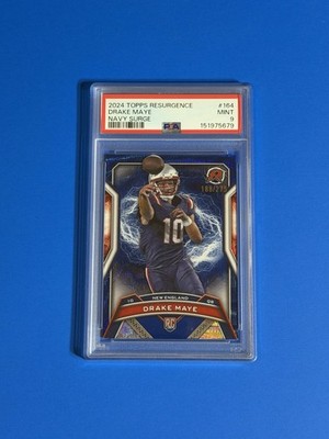 PSA 9 Mint Drake Maye 2024 Topps Resurgence Navy Blue Surge Rookie (188/275)
