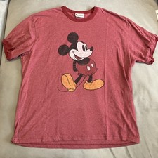 Vintage - Walt Disney World Mickey Mouse Ringer Short Sleeve Maroon T Shirt - XL