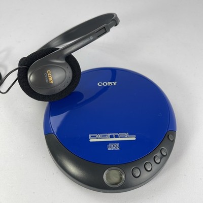Coby Digital CD Player Model CX-CD109 w/ Headphones TESTED WORKS Blue & Black