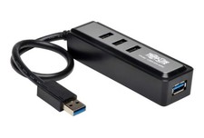 Tripp Lite 4-Port USB-A 3.0 Superspeed Mini Portable Hub with Built In Cable