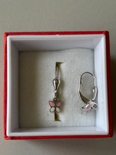 Kinder Ohrringe mit zierlichem Schmetterling rosa 925 Silber