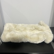 Vintage Faux Fur Muff Hand Warmer Rich Cream Color Fabric Lining w/ Drawstring