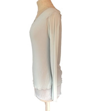 2 Blusen Elegant 💙 Chiffon Tüll Shirt Hellblau Untershirt 2 Teile D146P 36,38,S