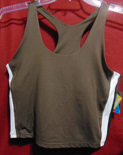 Pro Player Size 1X Racerback Longline Brown Crop Tank Top Moisture Wicking NWT