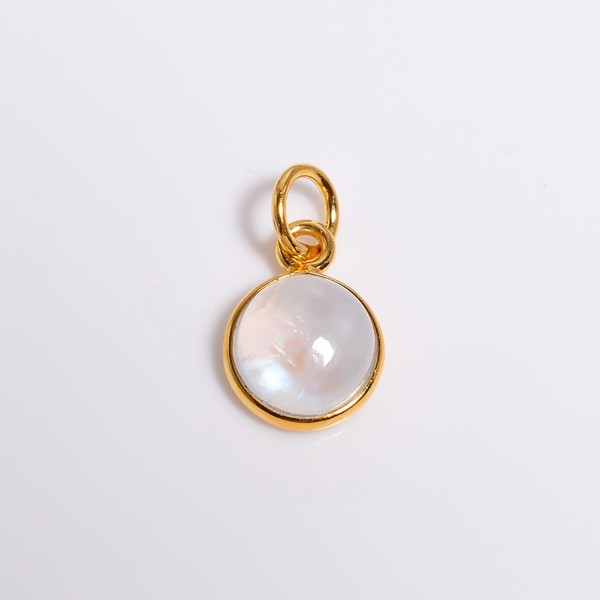Alternate view of Handmade Pear Moonstone Pendant: Gold Plated 925 Silver Charm.