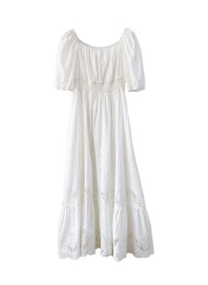 Womens Victorian Square Neck Embroidered Cotton Tiered Peasant Dress Size 10 | eBay Womens Victorian Square Neck Embroidered Cotton Tiered Peasant Dress Size 10 | eBay