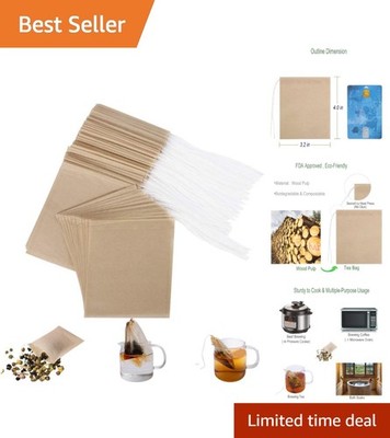 Wood Pulp Tea Infuser Bags for Loose Tea 100 Count Biodegradable and Unbleached