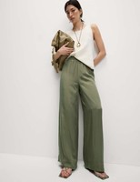 Marks & Spencer Womens Wide leg Trousers in Khaki - M&S