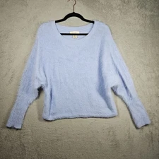 Jessica Simpson Cozy Baby Blue Fuzzy Angora-Look Sweater Oversized Dolman Sz M