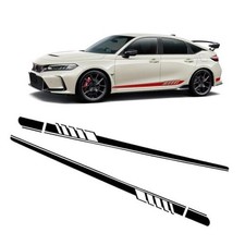 Car Side Skirt Decals, 4.52" x 88.58" DIY Long Stripes Stickers, 2 PCS Black