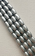 AAA HEMATITE STONE OVAL BEADS SILVER PEARLIZED 4X7MM BEAD STRAND HIGH POWER S020