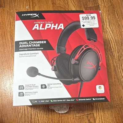 HyperX Cloud Alpha Dual Chamber Gaming Headset 3.5mm Boom Mic Black/Red