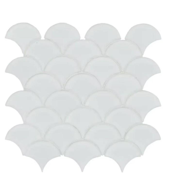 Lot of 9 pcs/box 10 in. x 13 in. x 0.24 white Glossy fish scale Mosaic Tile 