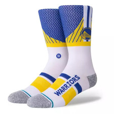 Stance Adult Blue Crew Cotton InfiKnit NBA GSW Warriors Shortcut 2 Socks Sz L