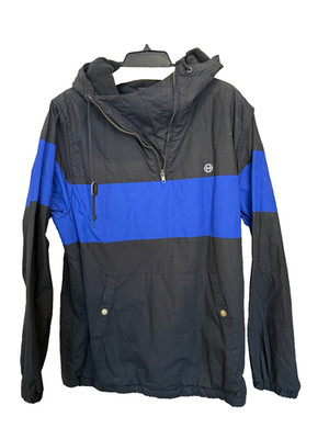 HUF Explorer 1 Anorak  SnowJacket Men's XL Pullover Black/Blue Fleece Lined MINT