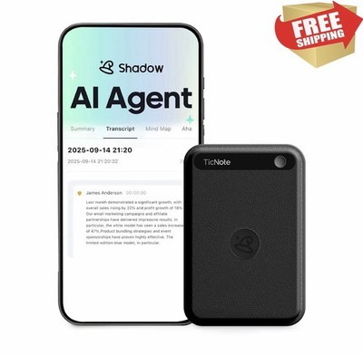 TicNote Mobvoi Al Voice Recorder - AI Transcribe - Bluetooth - 64GB Black Color
